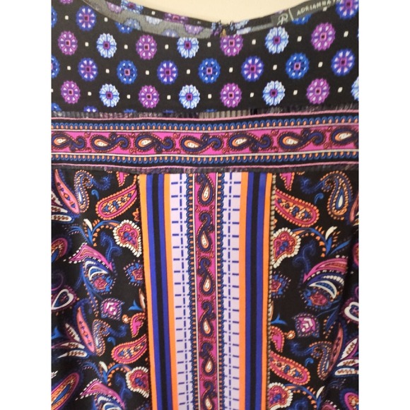 Adrianna Papell Dress Women S Purple Pink Black Print Shift Crochet Designer - Picture 3 of 16